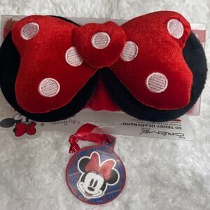 The Creme Shop Minnie Mouse 3D Teddy Spa Headband Plushie Bow Hairband Red Black